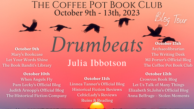 Book Spotlight Drumbeats Julia Ibbotson #HistoricalFiction #Romance #Mystery #WomensFiction #BlogTour #TheCoffeePotBookClub #CPBC @JuliaIbbotson @cathiedunn