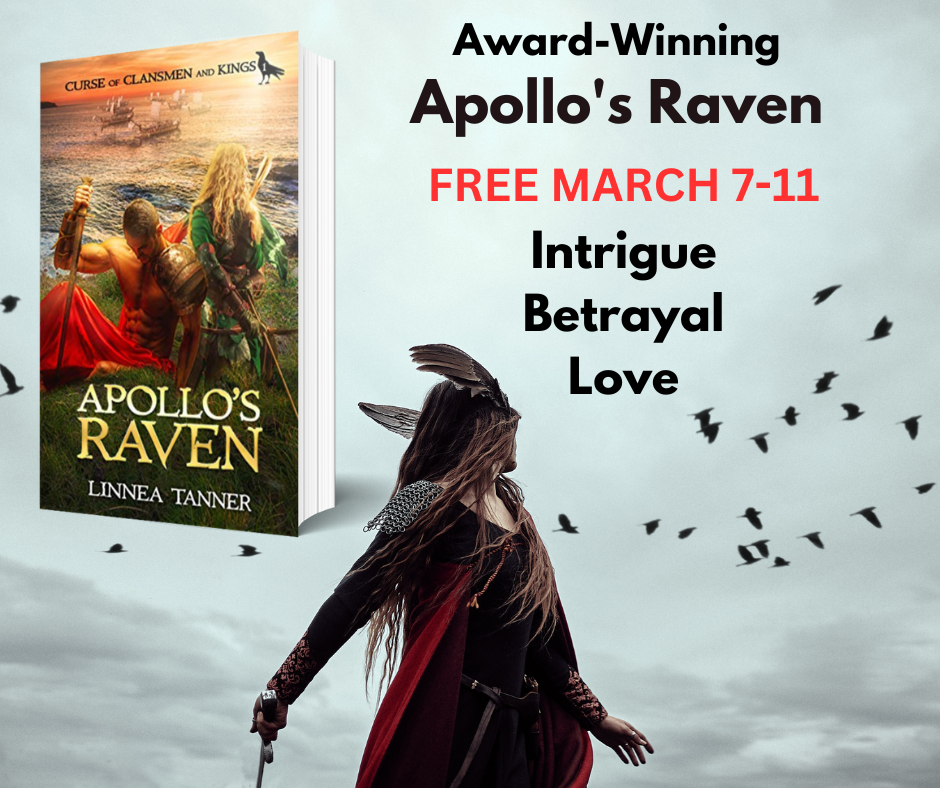 Download Free eBook Apollo's Raven by Linnea Tanner March 7-12 #Arthurian #BookBoost #KindleDeals #Adventure #Rome #Britain #IARTG #Romance #Fantasy #HistoricalFantasy #Mythology @Linneatanner